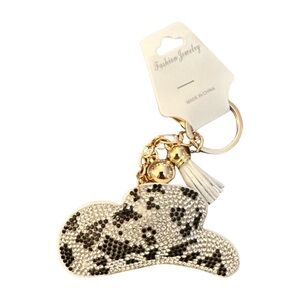 Fashion Jewelry Sparkling Black and White Hat Key Holder